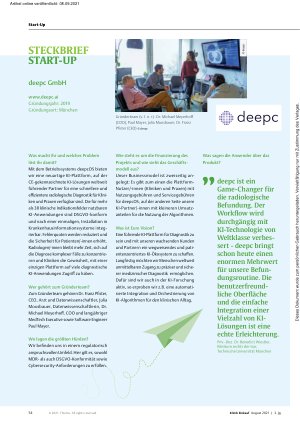 Vorschauseite 1: Steckbrief Start-Up: deepc GmbH
