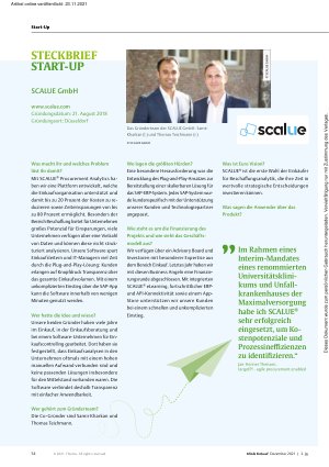 Vorschauseite 1: Steckbrief Start-Up: SCALUE GmbH