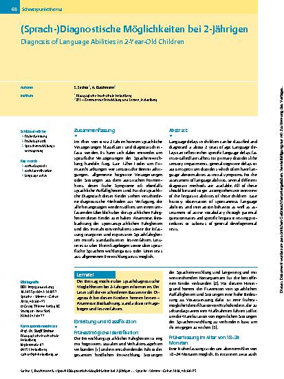 Vorschauseite 1: (Sprach-)Diagnostische Möglichkeiten bei 2-Jährigen