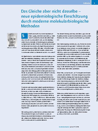 Vorschauseite 1: Das Gleiche aber nicht dasselbe – neue epidemiologische Einschätzung durch moderne molekularbiologische Methoden
