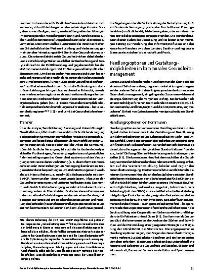 Vorschauseite 4: Optimierung der kommunalen Gesundheitsversorgung: Erste Erfahrungen des Kommunalbüros für ärztliche Versorgung des Landes Bayern