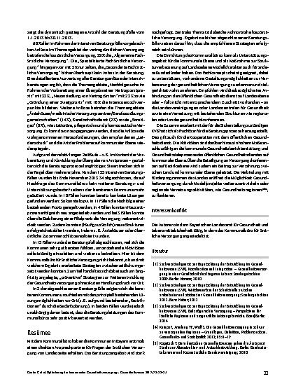 Vorschauseite 6: Optimierung der kommunalen Gesundheitsversorgung: Erste Erfahrungen des Kommunalbüros für ärztliche Versorgung des Landes Bayern