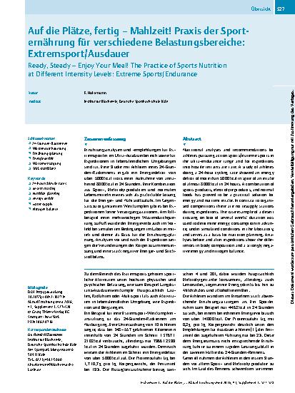 Vorschauseite 1: Auf die Plätze, fertig – Mahlzeit! Praxis der Sporternährung für verschiedene Belastungsbereiche: Extremsport/Ausdauer