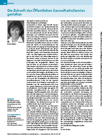 Vorschauseite 1: Die Zukunft des Öffentlichen Gesundheitsdienstes gestalten