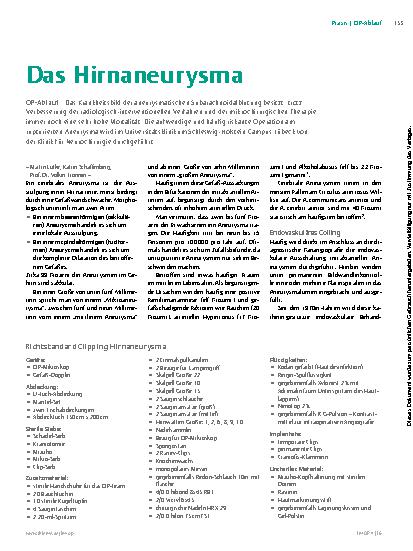 Vorschauseite 1: Das Hirnaneurysma