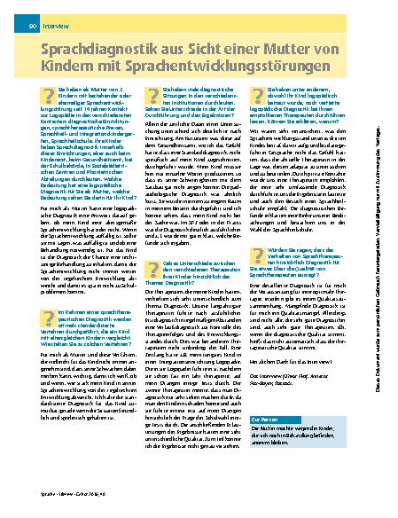 Vorschauseite 1: Sprachdiagnostik aus Sicht einer Mutter von Kindern mit Sprachentwicklungsstörungen