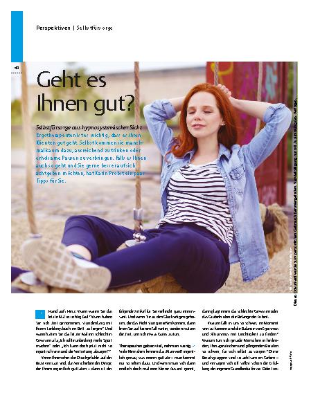 Vorschauseite 1: Selbstfürsorge aus hypnosystemischer Sicht – Geht es Ihnen gut?