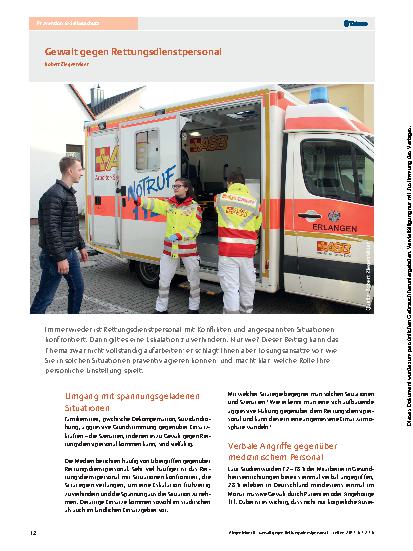 Vorschauseite 1: Gewalt gegen Rettungsdienstpersonal