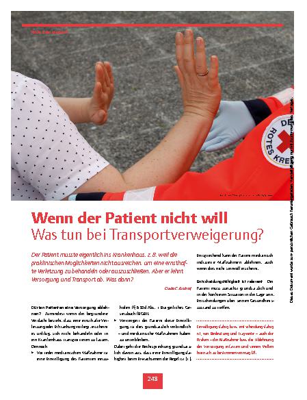 Vorschauseite 1: Wenn der Patient nicht will - Was tun bei Transportverweigerung?