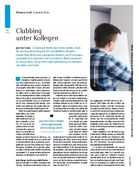 Vorschauseite 1: Journal Clubs – Clubbing unter Kollegen