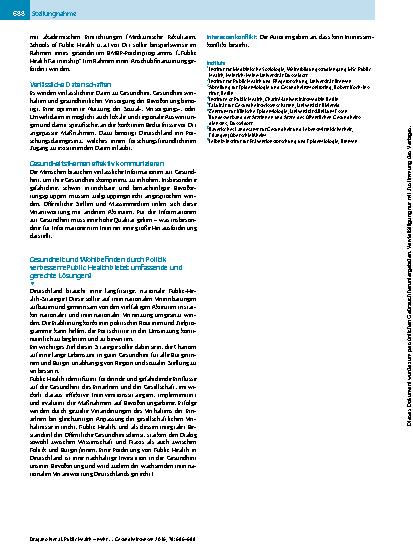 Vorschauseite 3: Public Health – mehr Gesundheit für alle