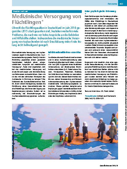 Vorschauseite 1: Medizin weltweit – Medizinische Versorgung von Flüchtlingen*