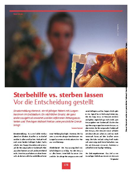 Vorschauseite 1: Sterbehilfe vs. sterben lassen - Vor die Entscheidung gestellt