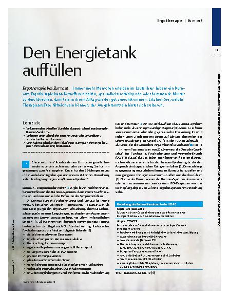 Vorschauseite 2: Ergotherapie bei Burnout – Den Energietank auffüllen