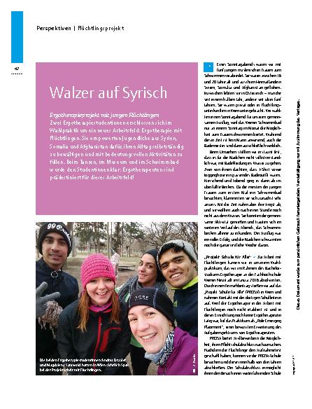 Vorschauseite 1: Ergotherapieprojekt mit jungen Flüchtlingen – Walzer auf Syrisch