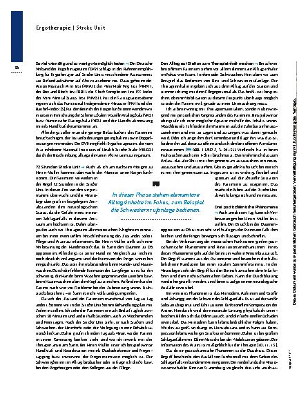 Vorschauseite 3: Ergotherapie auf der Stroke Unit – Jeder Tag ist neu