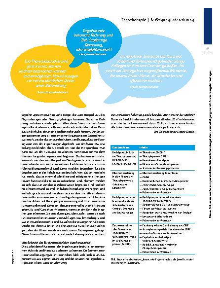 Vorschauseite 4: Zertifizierungskurs: Implementierung von betätigungs- und klientenzentrierter Ergotherapie – „Es sind Gänsehaut-Momente“