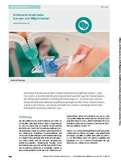 Vorschauseite 1: Ambulante Anästhesie: Grenzen und Möglichkeiten