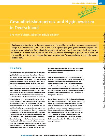 Vorschauseite 1: Gesundheitskompetenz und Hygienewissen in Deutschland