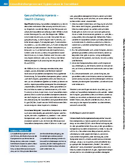 Vorschauseite 2: Gesundheitskompetenz und Hygienewissen in Deutschland
