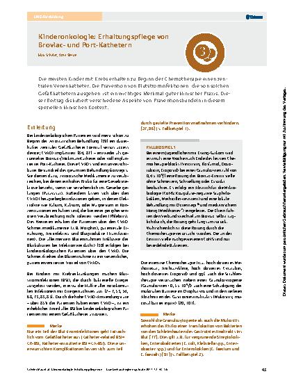 Vorschauseite 1: Kinderonkologie: Erhaltungspflege von Broviac- und Port-Kathetern