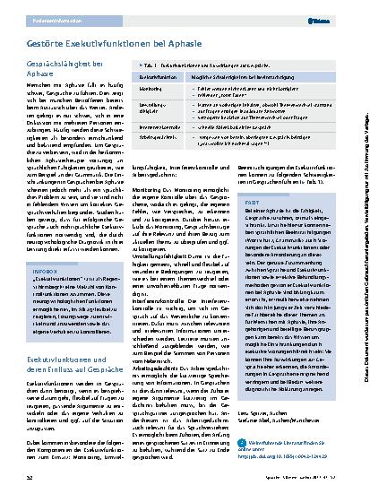 Vorschauseite 1: Gestörte Exekutivfunktionen bei Aphasie