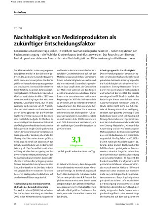 Vorschauseite 1: Studie: Nachhaltigkeit von Medizinprodukten als zukünftiger Entscheidungsfaktor