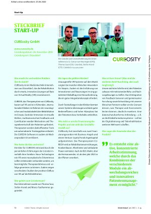 Vorschauseite 1: Steckbrief Start-Up: CUREosity GmbH