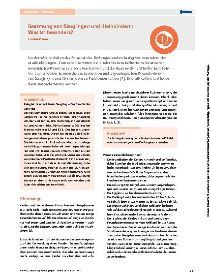 Vorschauseite 2: Beatmung von Säuglingen und Kleinkindern: Was ist besonders?