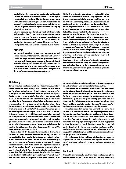 Vorschauseite 2: Vereinbarkeit von Familie und Beruf bei Beschäftigten im Gesundheitswesen als Handlungsfeld der Versorgungsforschung