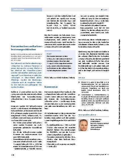 Vorschauseite 1: Kontamination von Narkosebeatmungsschläuchen