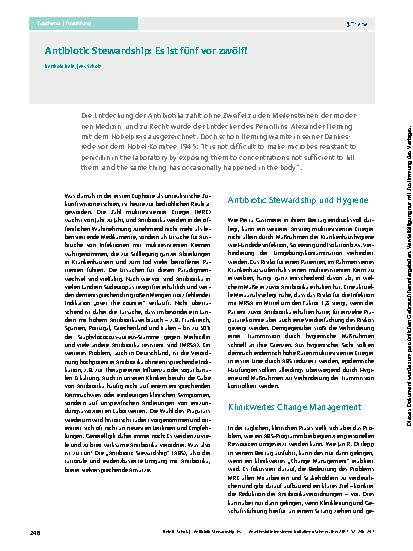 Vorschauseite 1: Antibiotic Stewardship: Es ist fünf vor zwölf!