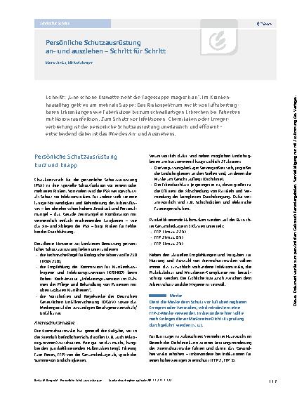 Vorschauseite 1: Persönliche Schutzausrüstung an- und ausziehen – Schritt für Schritt