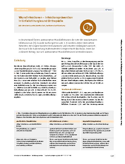 Vorschauseite 3: Wundinfektionen – Infektionsprävention in Unfallchirurgie und Orthopädie