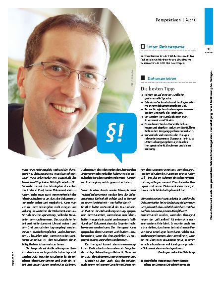 Vorschauseite 2: Dokumentationspflicht – „Die Dokumentation dient den Therapeuten“