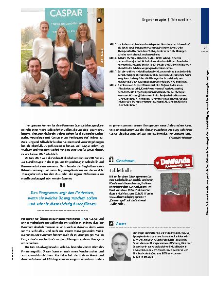 Vorschauseite 4: Das Tele-Therapieprogramm Caspar – Den Therapeuten mit nach Hause nehmen