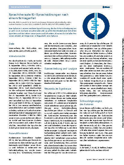 Vorschauseite 1: Sprachtherapie für Sprachstörungen nach einem Schlaganfall
