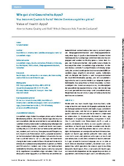 Vorschauseite 1: Wie gut sind Gesundheits-Apps?