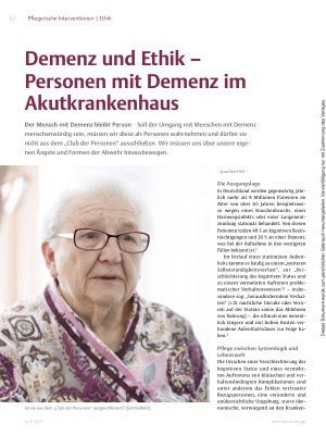 Vorschauseite 1: Demenz und Ethik – Personen mit Demenz im Akutkrankenhaus
