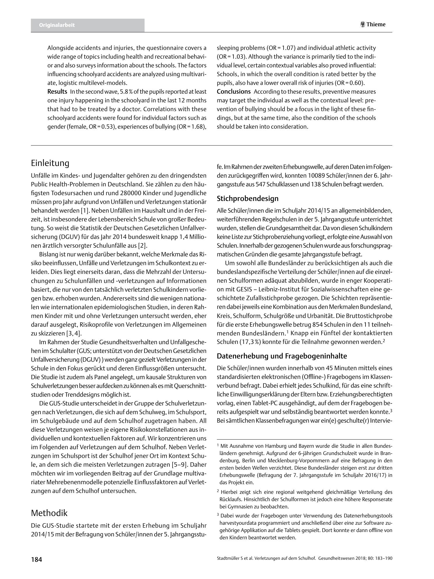 Vorschauseite 2: Verletzungen auf dem Schulhof – Eine Analyse individueller und kontextueller Faktoren