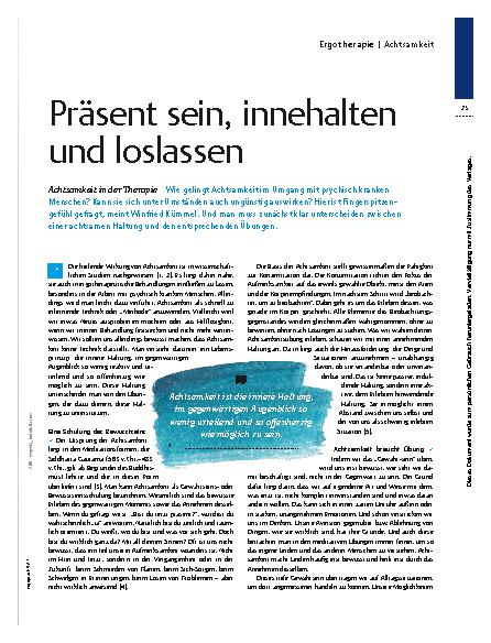 Vorschauseite 2: Achtsamkeit in der Therapie – Präsent sein, innehalten und loslassen