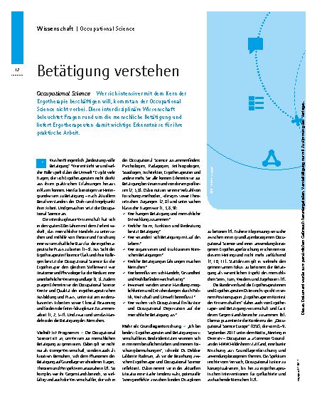 Vorschauseite 1: Occupational Science – Betätigung verstehen