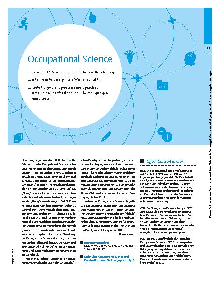 Vorschauseite 2: Occupational Science – Betätigung verstehen