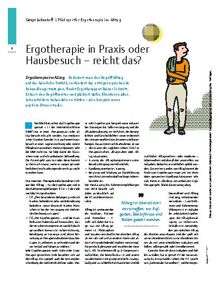Vorschauseite 1: Ergotherapie im Alltag – Ergotherapie in Praxis oder Hausbesuch – reicht das?