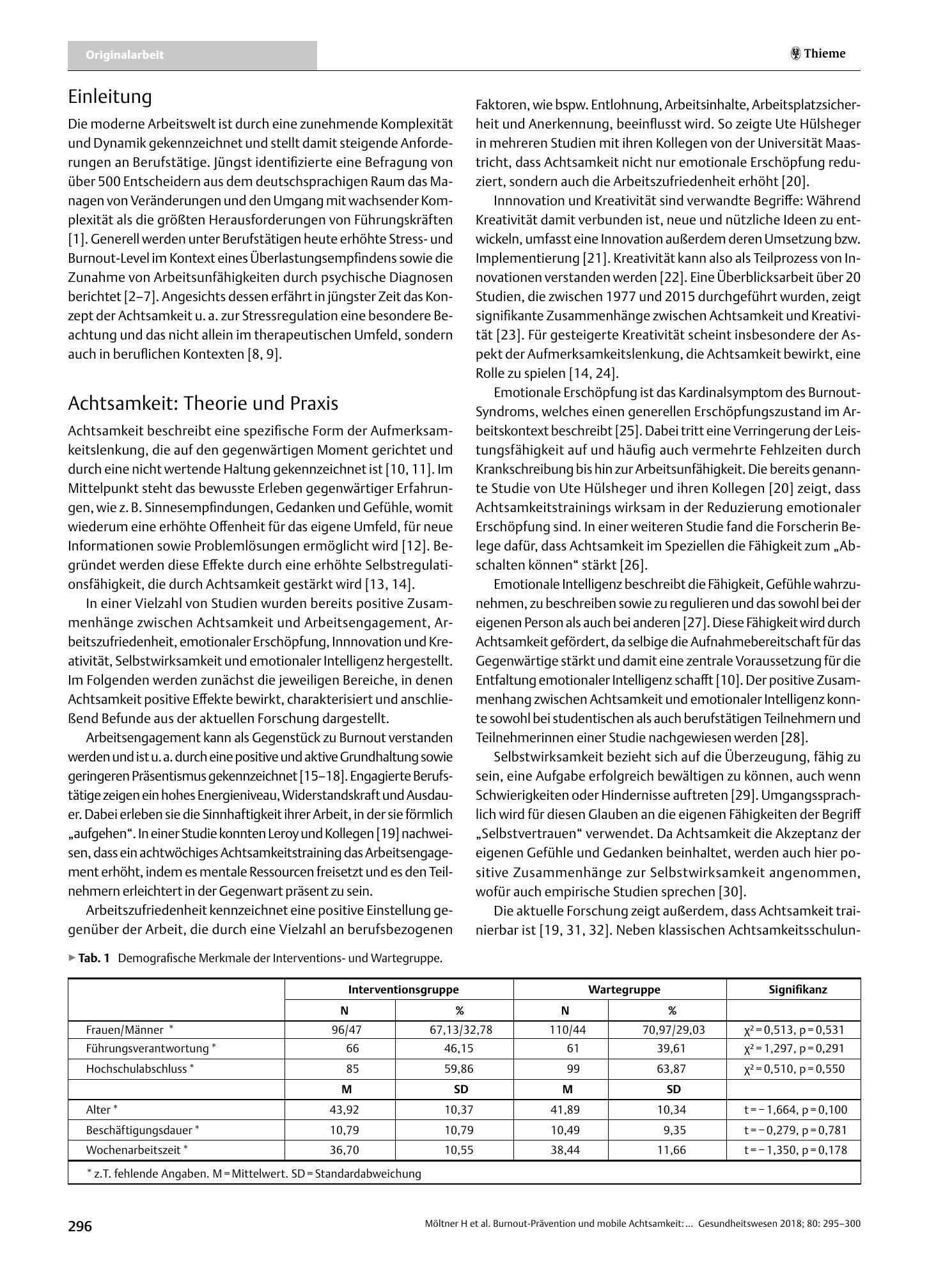 Vorschauseite 2: Burnout-Prävention und mobile Achtsamkeit: Evaluation eines appbasierten Gesundheitstrainings bei Berufstätigen