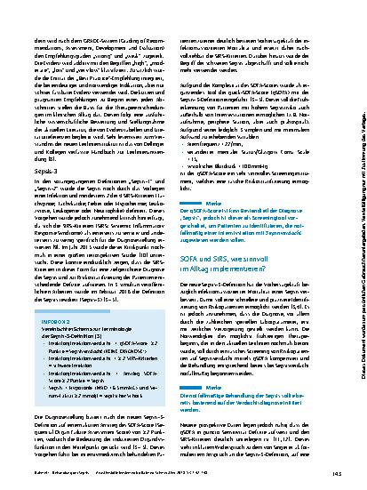 Vorschauseite 2: Behandlung der Sepsis und des septischen Schocks – die neuen Leitlinien