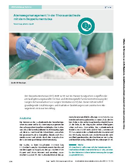 Vorschauseite 1: Atemwegsmanagement in der Thoraxanästhesie mit dem Doppellumentubus