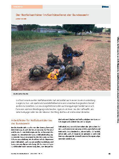 Vorschauseite 1: Der Notfallsanitäter im Sanitätsdienst der Bundeswehr