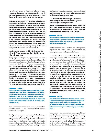 Vorschauseite 4: CI-Versorgung bei Senioren auch unter differenzialdiagnostischen Überlegungen