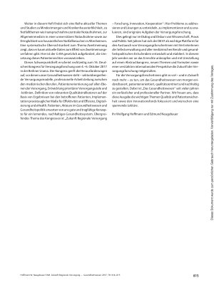Vorschauseite 2: Zukunft Regionale Versorgung – Forschung, Innovation, Kooperation